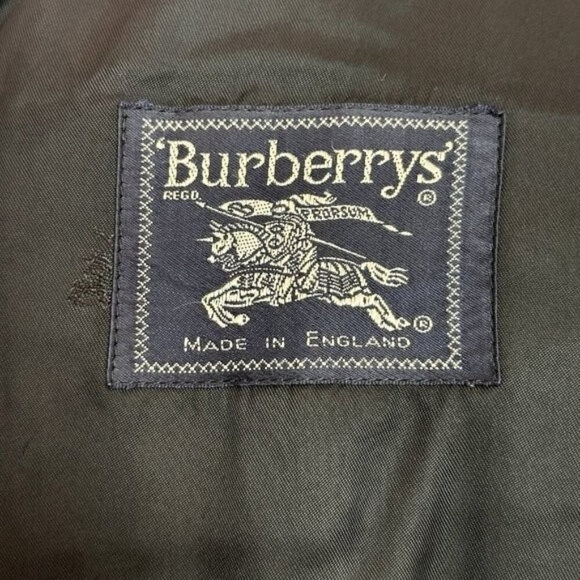 Authentic Burberry 100% Wool Navy Blue Midi Trench Coat Women's 10 Waterproof - Picture 13 of 14